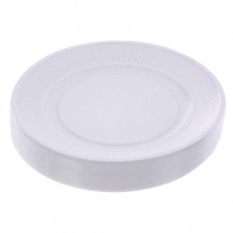 P.50 Assiettes Blanches Plastique 20,5Cm