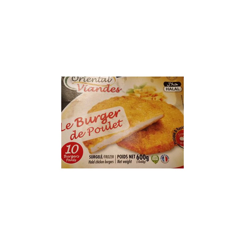 10X60G Burger Poulet Pane Halal Oriental Viande - DRH MARKET Sarl