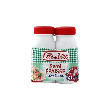 Elle & Vire Creme Entiere Semi Epaisse Elle&Vire 25Cl X2