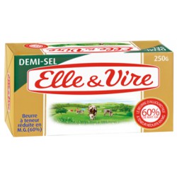 250G Beurre Gastronomique 60%Mg 1/2 Sel Elle & Vire