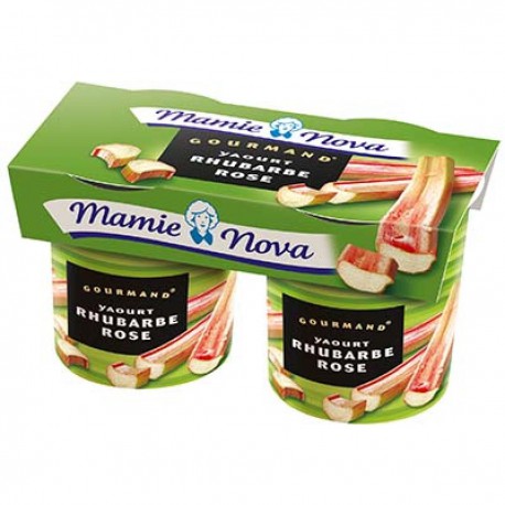 2X150G Yaourt Dessert Gourmand Rhubarbe Rose Mamie Nova