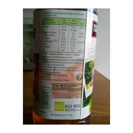 Bouteille Pet 1L Pomme Origine France Tropicana