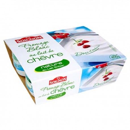 4X100G Fromage Blanc Nature Lait De Chevre Soignon