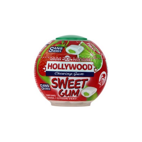 Hollywood Sweet Gum Fraise Citron Vert Sphere 40Dragees