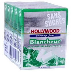 Hollywood Chewing Gum Blancheur Menthe Verte Hollywood S/Sucre10D