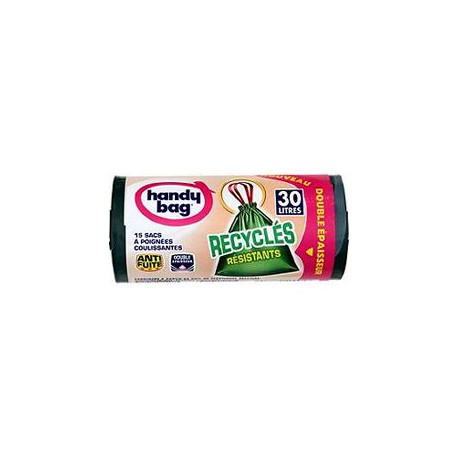 Sacs Poubelle 30L Poignee Coulissante, Recycle Handy Bag