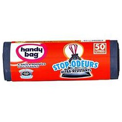 Sac Poubelle Poignee Coulissante Stop Odeur 50L Handy Bag