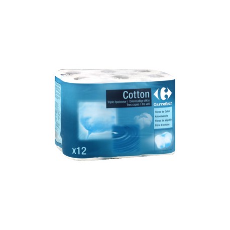 12 Rouleaux P.Hyg.3Plis Coton Crf