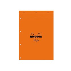 Rhodia Bloc Agrafé Entete N 20 Orange, A4, 21X31,8 Cm, 80 Feuillets Détachables, 4 Trous, Clairefontaine Blanc 80 G