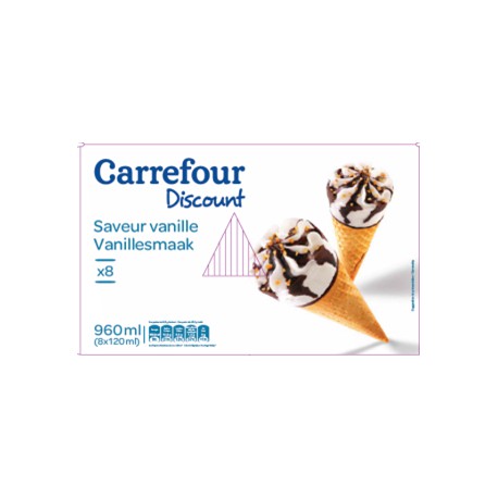 8 Cones Pp Blanc Vanille 550G