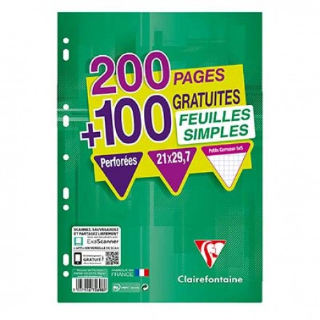 L.300 Feuilles Simple A4 5X5 Clairefontaine