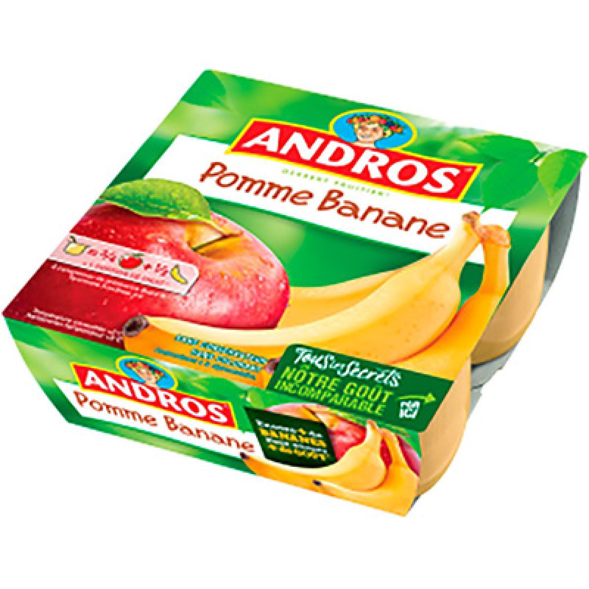 4X100G Compote Pomme Banane Andros - DRH MARKET Sarl