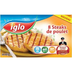 480G Steaks De Poulet X8 Iglo