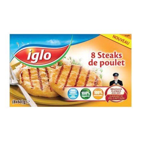 480G Steaks De Poulet X8 Iglo