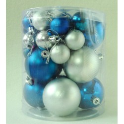 Lot De 30 Boules Argent Bleu