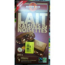 200G Choco Lait Raisin/Noisette Alter Eco