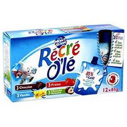 12X85G Creme Chocolat/Vanille/Fraise Recre Ole