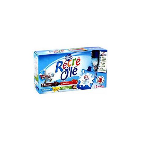 12X85G Creme Chocolat/Vanille/Fraise Recre Ole