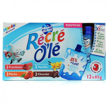 12X85G Creme Chocolat/Vanille/Framboise Recre Ole