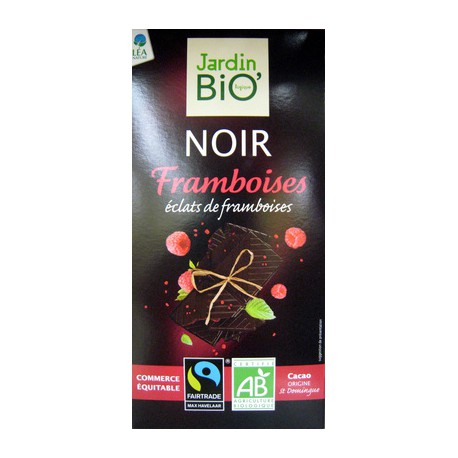 100G Tablette Chocolat Noir/Framboise Jardin Bio