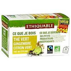 Ethiquable The Vert Gingembre Citron Vert 20 Sachets 36G