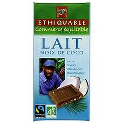 Ethiquable Chocolat Lait Noix De Coco Tablette 100G