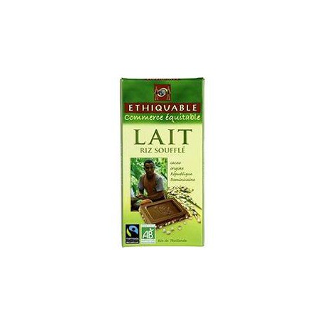 Ethiquable Chocolat Lait Riz Souffle Tablette 100G