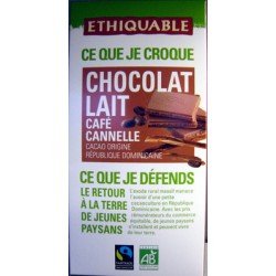 Ethiquable Chocolat Lait Eclat Cafe Cannelle 100G
