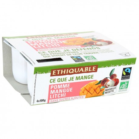 4X100G.Dessert Litchi Banane Ethiquable