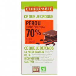 100G Tablette Chocolat Noir 64% Perou Ethiquable