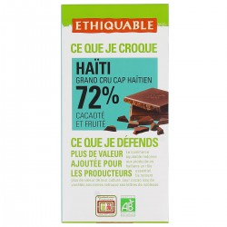 100G Tablette Chocolat Noir 72% Haiti Ethiquable