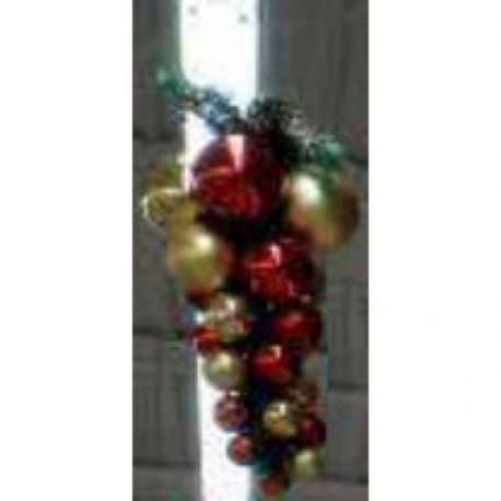 2 Grappe Boules Rouge Et Or