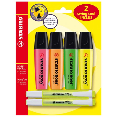 Bilster De 4 Surligneurs Stabilo Boss+2 Swing Cool
