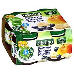 Pack 4X130G Pommes Bananes Myrtilles Bledina
