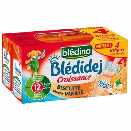 Bledina Blédidej Croissance Biscuité Saveur Vanille 12Mois 4X250Ml