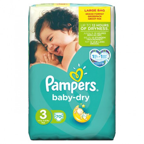 70 Changes Babydry Value+T3 Pampers