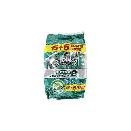 Pochette 15+5 Extra2 Pure Sensitive Wilkinson