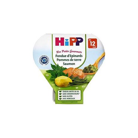 Assiet.Fondue Epinard Pdt Saumon 230G Bio Hipp 12 M