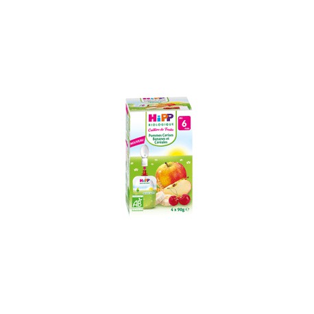 4X90G Gourde Pomme/Cerise/Banane/Cereales Hipp Bio