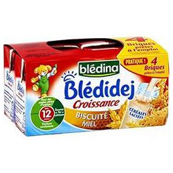 Blédina Lait Et Céréales Bébé Blédidej Dès 12 Mois, Biscuité/Miel Les 4 Briques De 250 Ml