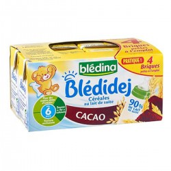 Blédina Lait Et Céréales Bébé Blédidej Dès 12 Mois, Chocolat Les 4 Briques De 250 Ml