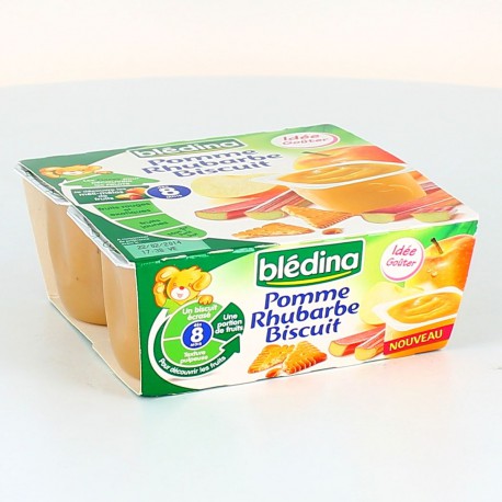 Pack 4X100G Pomme Rhubarbe Biscuit Bledina