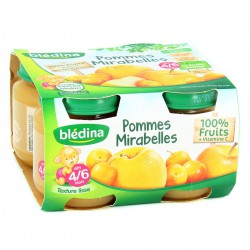 Pack 4X130G Pot Pomme Mirabelle Bledina