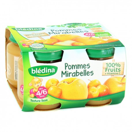Pack 4X130G Pot Pomme Mirabelle Bledina