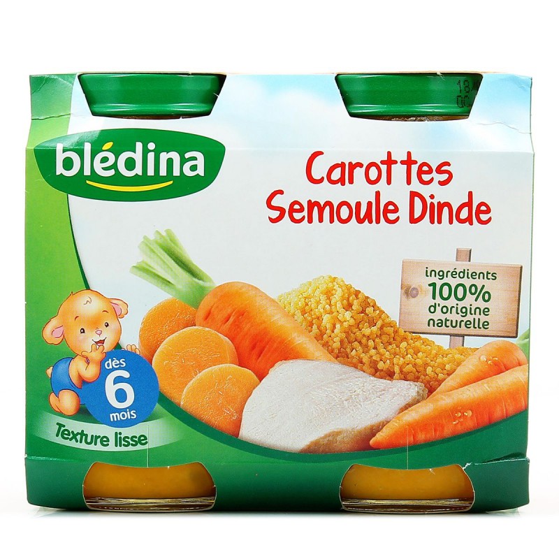 Bledina Petits Pots Bebe Des 6 Mois Carottes Semoule Dinde Les 2 Pots De 0 G Drh Market Sarl