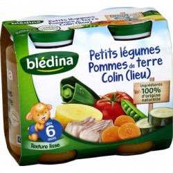 Blédina Petits Pots Bébé Dès 6 Mois, Légumes Colin Les 2 Pots De 200 G