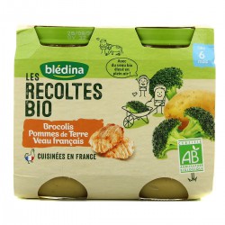 Blédina Les Récoltes Bio Petits Pots Bébé Brocolis Pommes De Terre Veau Dès 6 Mois Les 2 Pots De 200G