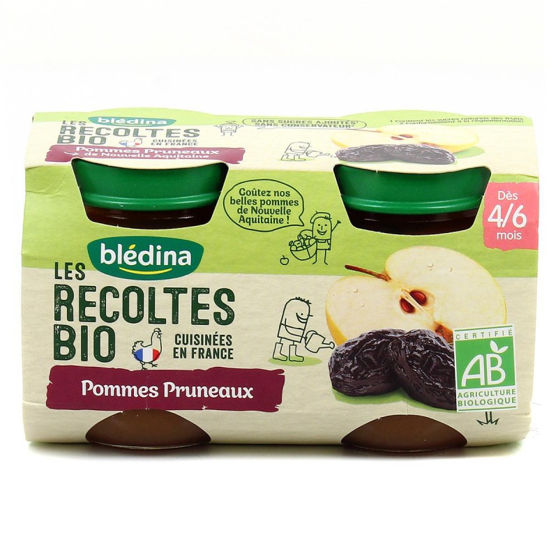 Bledina Les Recoltes Bio Compotes Bebe Pommes Pruneaux Des 4 6 Mois Les 2 Pots De 130 G Drh Market Sarl