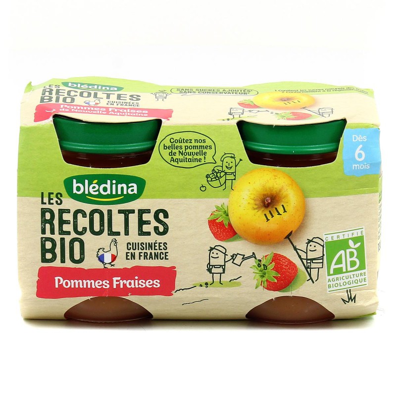 Bledina Les Recoltes Bio Compotes Bebe Pommes Fraises Des 6 Mois Les 2 Pots De 130 G Drh Market Sarl