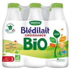Blédina Les Récoltes Bio Lait Bébé Blédilait Bio 12 Mois À 3 Ans Les 6 Bouteilles D'1L